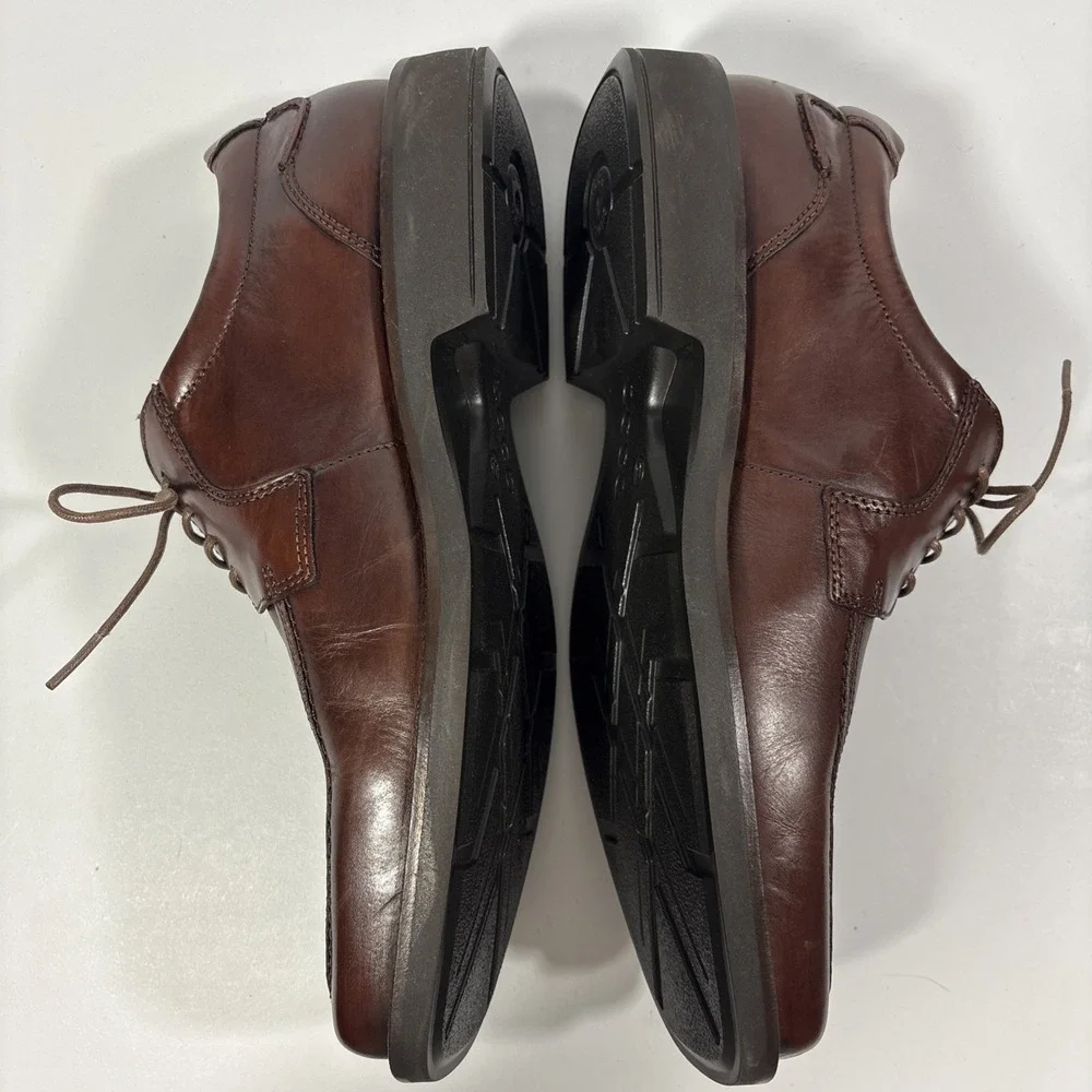 ECCO Men's Helsinki Brown Leather Bicycle Dress Oxfords 44 US 10D Dual Layer